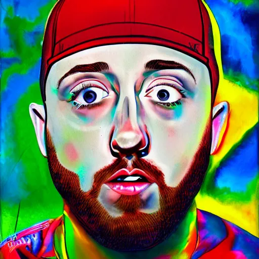 Image similar to hyper realistic abstract mac Miller portrait