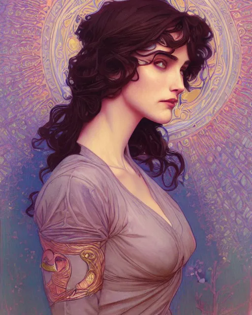 Prompt: winona ryder | highly detailed | very intricate | art nouveau | perfect eyes | storybook illustration | soft cinematic lighting | award - winning | painted by mandy jurgens and alphonse mucha and alena aenami | pastel color palette | featured on artstation