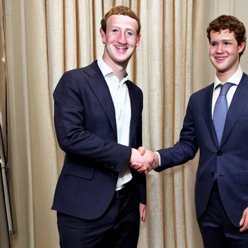 Image similar to mark zuckerberg and magnus carlsen shaking hands