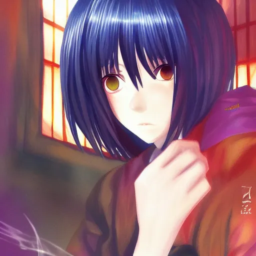 Prompt: tsukihime promotional art, digital painting, artstation