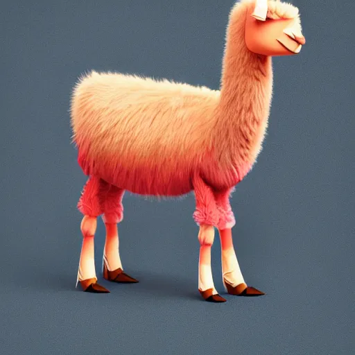 Prompt: *realistic full body cute retro llama, Origami Studio 3 design, Toon Boom render