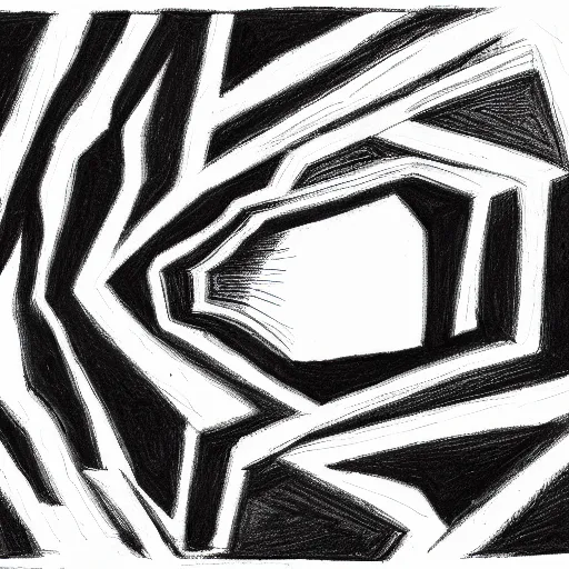 Prompt: black and white drawing of the void