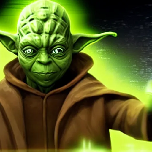 Image similar to reverse flash mixed with yoda