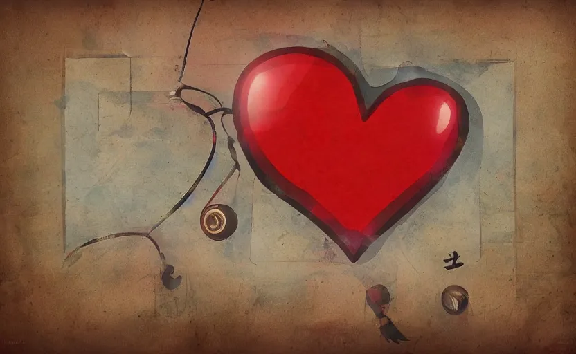 Prompt: an anime style of a box with a organ heart by wiso litimko