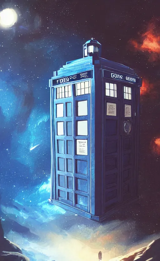 Image similar to a portrait of a tardis, in space, dynamic lighting, photorealistic fantasy concept art, trending on art station, stunning visuals, creative, cinematic, ultra detailed