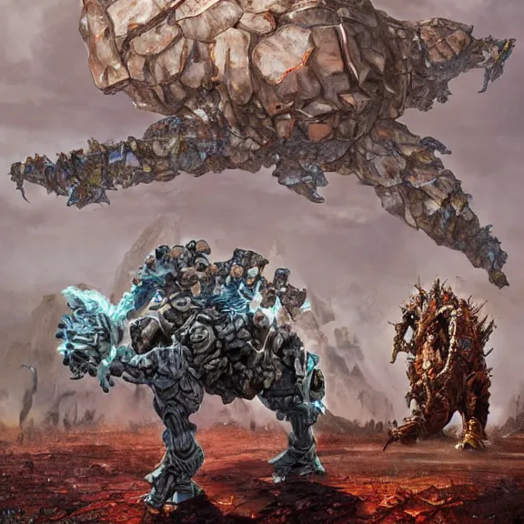 labradorite, armoured chaos golem still frame from | Stable Diffusion ...