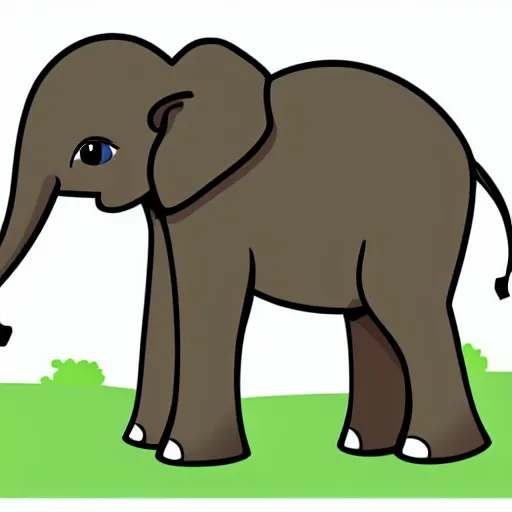 Prompt: a baby elephant on a green meadow, Anthropomorphized, portrait, highly detailed, colorful, illustration, smooth and clean vector curves, no jagged lines, vector art, smooth