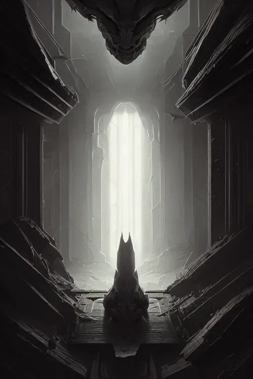 Prompt: professional concept art of a symmetrical ominous floating terrifying object in a dark room by artgerm and greg rutkowski ( thin white border ). an intricate, elegant, highly detailed digital painting, concept art, smooth, sharp focus, illustration, in the style of cam sykes, wayne barlowe, igor kieryluk.