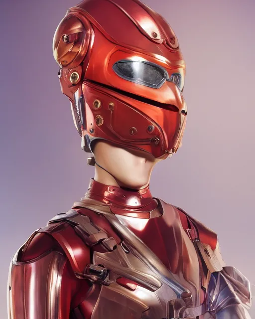 Prompt: highly detailed full body character portrait helmet magical red head girl Tokusatsu Suit concept painting with detailed face by J. C. Leyendecker and Edmund Blair, octane render, 8k, high quality, award winning masterpiece, HDR,