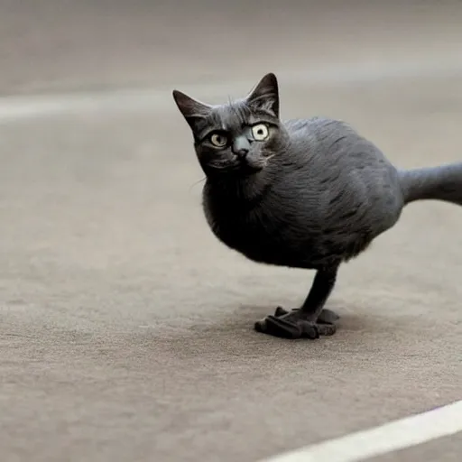 Prompt: cat bird hybrid, cute, with very strong and muscular legs