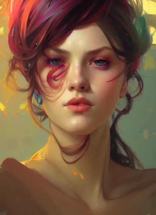 Prompt: portrait of an egirl, colorful, elegant, highly detailed, digital painting, artstation, concept art, smooth, sharp focus, illustration, art by artgerm and greg rutkowski and alphonse mucha