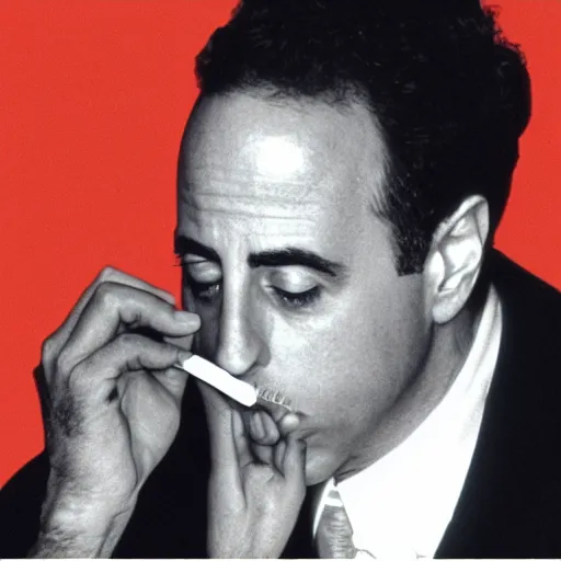 Image similar to jerry Seinfeld smoking weed res eyes.