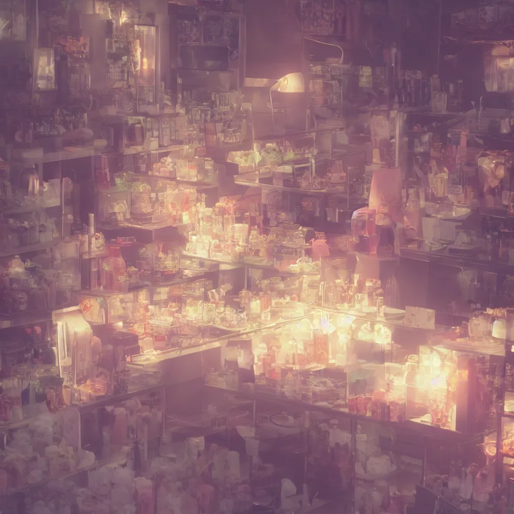 Prompt: cold drinks, ice cream, peach embellishment, in the style of makoto shinkai, dreamy, soft, global illumination, radiant light, intricate environment, luminescence, highly detailed, 8 k