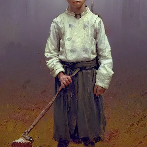 Prompt: character concept art of a finnish boy in tradtional clothing, by jim burns and greg rutkowski, beksinski, konstantin razumov, award winning art, masterpiece