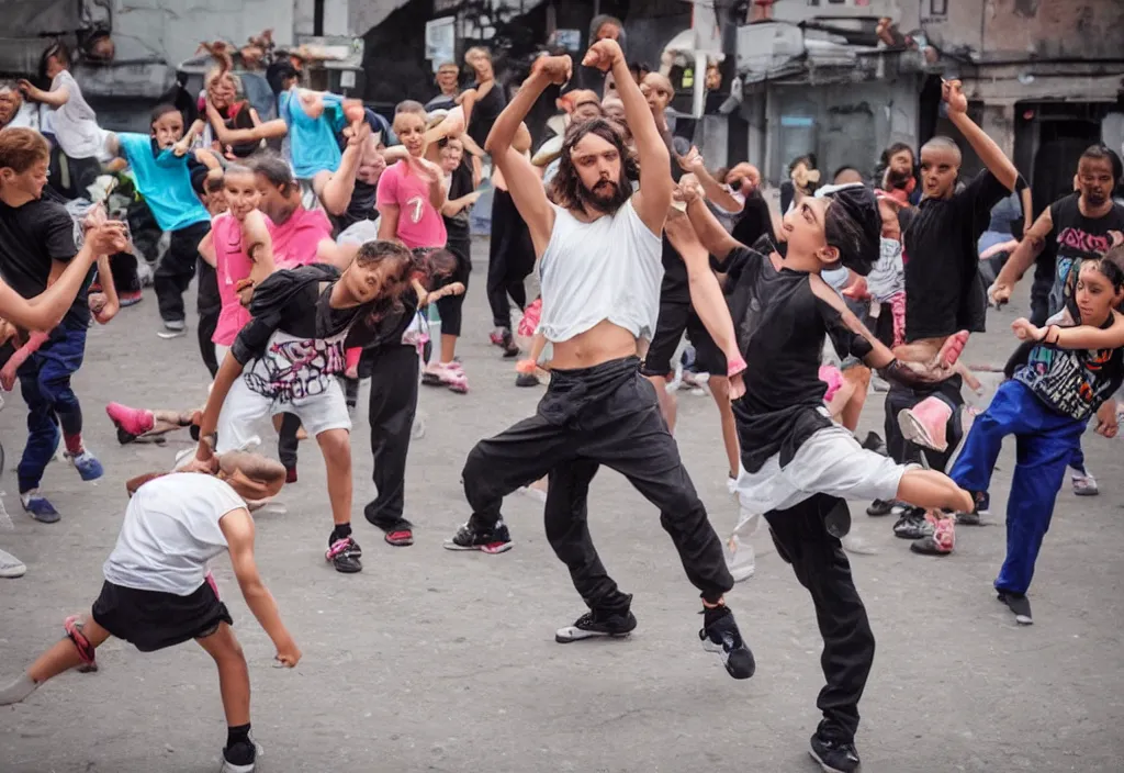 Image similar to jesus in a streetdance tournament