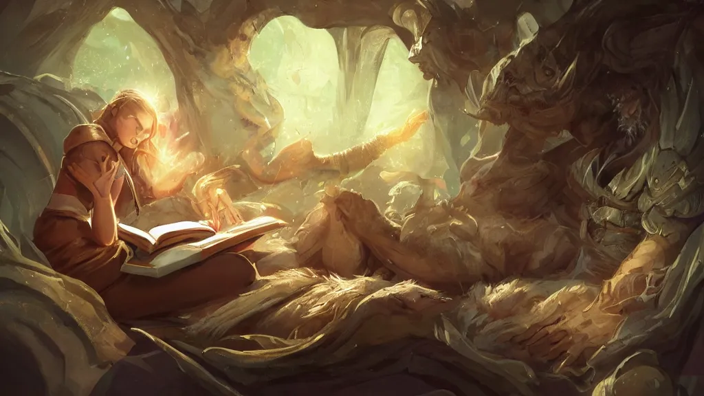 Prompt: reading a book, fantasy artwork, award winning, very very very very very very very beautiful, artstation