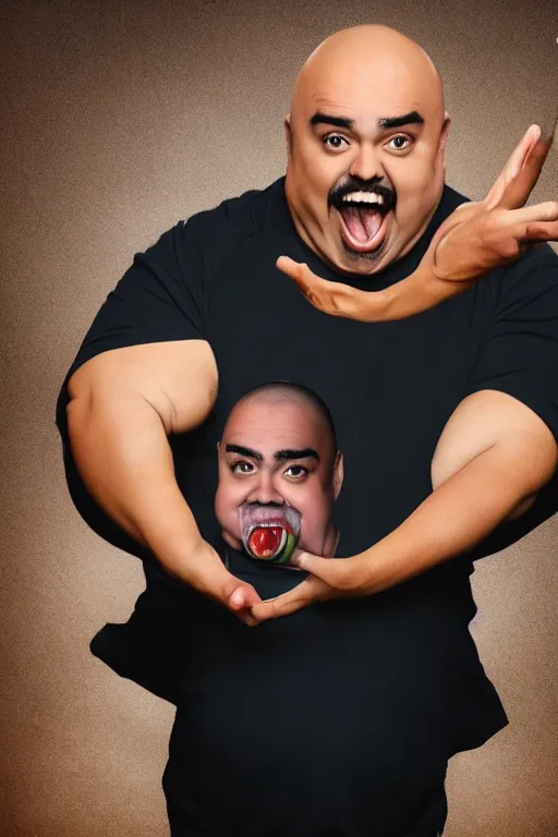 Image similar to 📷 gabriel iglesias comedian the egg 🥚, made of food, head portrait, dynamic lighting, 4 k