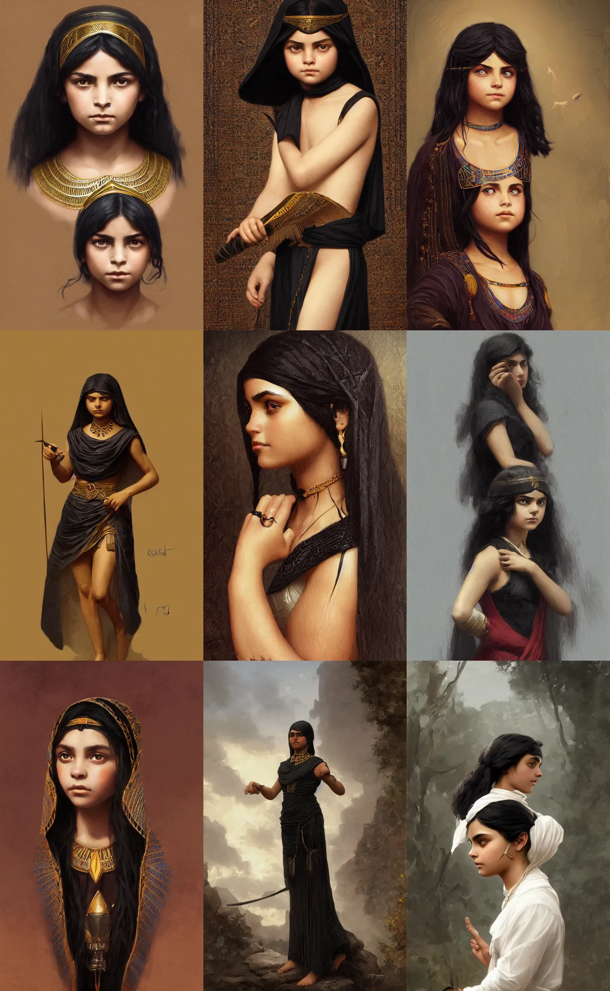 Prompt: black dafne keen as egyptian, intricate, elegant, highly detailed, digital painting, artstation, concept art, smooth, sharp focus, illustration, d&d, art by rutkowski, orientalism, bouguereau