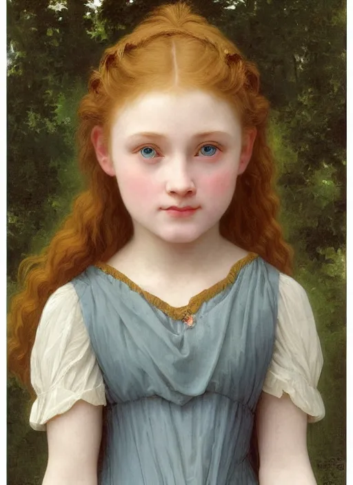 Image similar to Angel Sadie Elizabeth Sink , barefoot In the style of william adolphe bouguereau