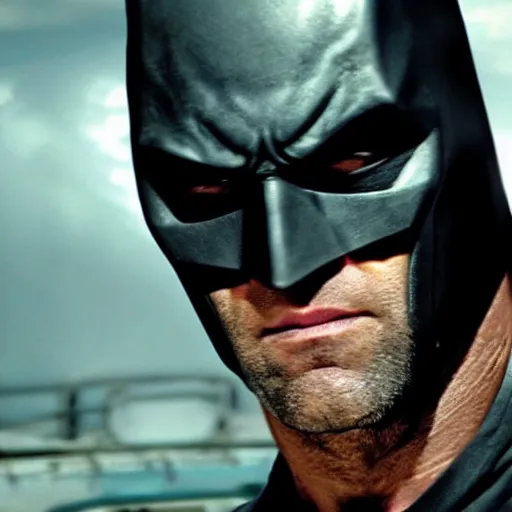 Image similar to jason statham as batman, cinematic, an film still