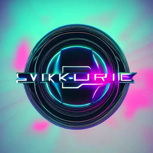 Prompt: a complex scifi logo for a synthwave music producer by viktor kadic, digital 3 d, black background, trending on artstation