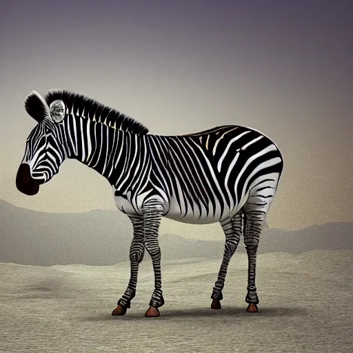 Prompt: a beautiful zebra inside of a volcano in the style of Nihonga