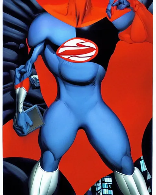 Image similar to Freakazoid, art by Alex Ross, dramatic lighting, dark background, very high quality, incredibly detailed,