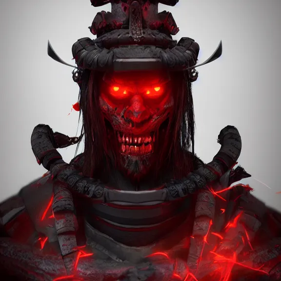 Image similar to a portrait of a angry samurai as a demon, hellish, blood, unreal engine, octane render, artstation, digital art.