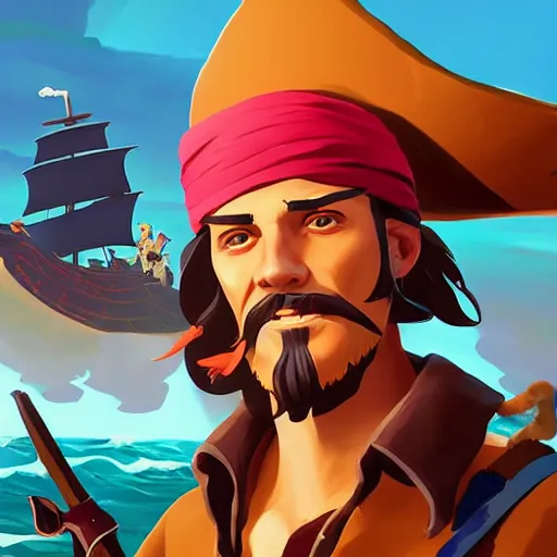 Image similar to painting jack the pirate on sea of thieves game avatar hero smooth face median photoshop filter cutout vector behance hd by jesper ejsing, by rhads, makoto shinkai and lois van baarle, ilya kuvshinov, rossdraws, illustration, art by ilya kuvshinov and gustav klimt