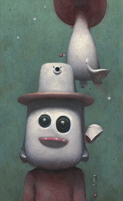 Image similar to portrait of a cute character in a scenic cheerful environment by Shaun Tan