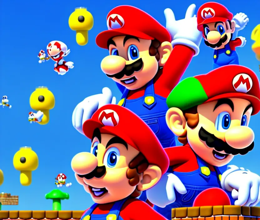 Prompt: still from a 3 d cartoon of ( ( super mario running for president of the mushroom kingdom ) ), 4 k, official screenshot, close - up