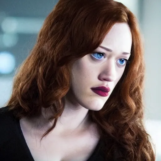 Image similar to a still of kat dennings as black widow in iron man 2 ( 2 0 1 0 ), detailed eyes