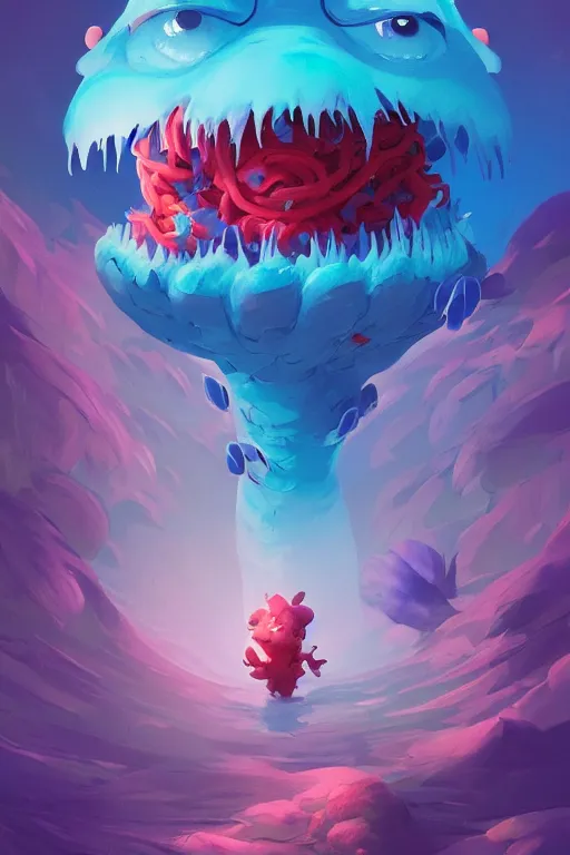 Image similar to smurf ghost creature animal sushi cristal very big eye roots cactus elemental flush of force nature micro world fluo fishscale, behance hd by jesper ejsing, by rhads, makoto shinkai and lois van baarle, ilya kuvshinov, rossdraws radiating a glowing aura global illumination ray tracing hdr