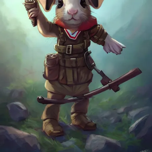 Image similar to cute little anthropomorphic Guinea Pig Field Medic, tiny, small, short, Modern Field medic with red cross, cute and adorable, pretty, beautiful, DnD character art portrait, matte fantasy painting, DeviantArt Artstation, by Jason Felix by Steve Argyle by Tyler Jacobson by Peter Mohrbacher, cinema