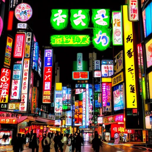 Image similar to late night wandering in tokyo, neon, digital art