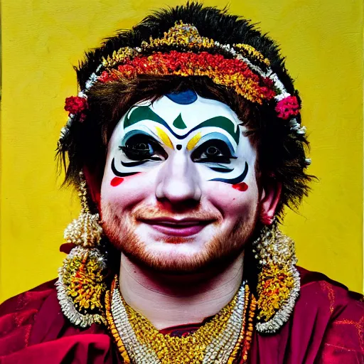 Prompt: Ed Sheeran as a Kathakali dancer, portrait