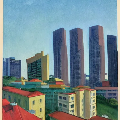 Image similar to a singaporean hdb flat, by edward hopper