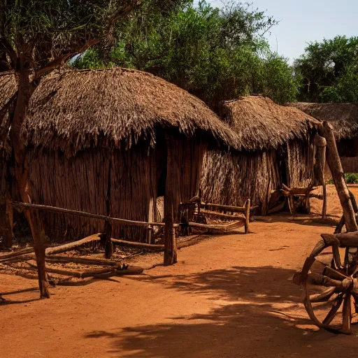 Prompt: high - quality photograph of an old west african village, national geographic