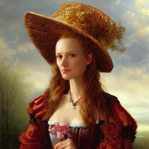 Prompt: portrait of a dutch woman from the netherlands, an oil painting by ross tran and thomas kincade