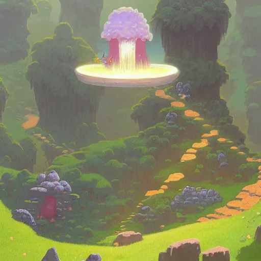 Image similar to 4k a large stone or crystal hovering and rotating above a forest stand from Terraria Game , Surrounded deep forest from terraria game by Craig Mullins, ilya kuvshinov, krenz cushart, epic , artgerm trending on artstation by Edward Hopper and Dan Mumford and WLOP and Rutkovsky, beksinski carl spitzweg moebius and tuomas kocar, intricate artwork by caravaggio, Unreal Engine 5, Lumen, Nanite