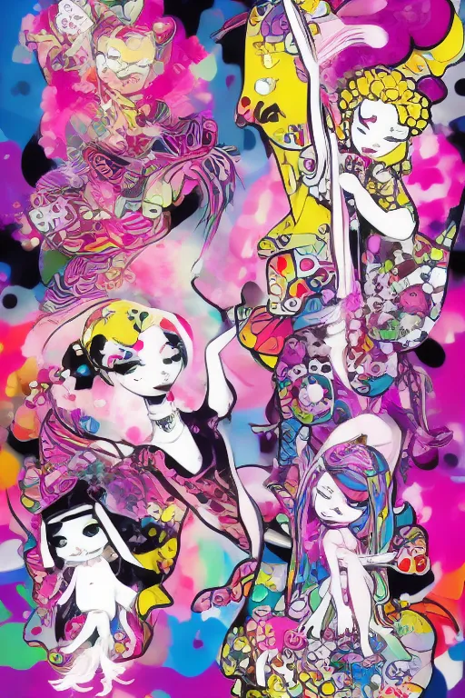 Prompt: empowering female artwork by tokidoki, ali sabet, lisa frank & sho murase