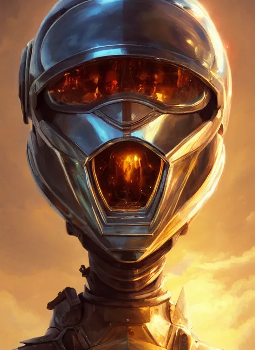 Image similar to highly detailed portrait of reflection of dragonfire on shiny knight helmet, raytracing, fantasy art by by simon bisley, loish, rhads, ferdinand knab, makoto shinkai and lois van baarle, ilya kuvshinov, rossdraws, tom bagshaw, global illumination, radiant light, detailed and intricate environment