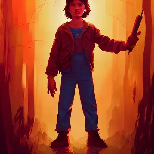 Image similar to hero world stranger things, behance hd by jesper ejsing, by rhads, makoto shinkai and lois van baarle, ilya kuvshinov, rossdraws global illumination