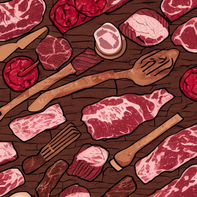 Prompt: meat, floor texture, cartoon style