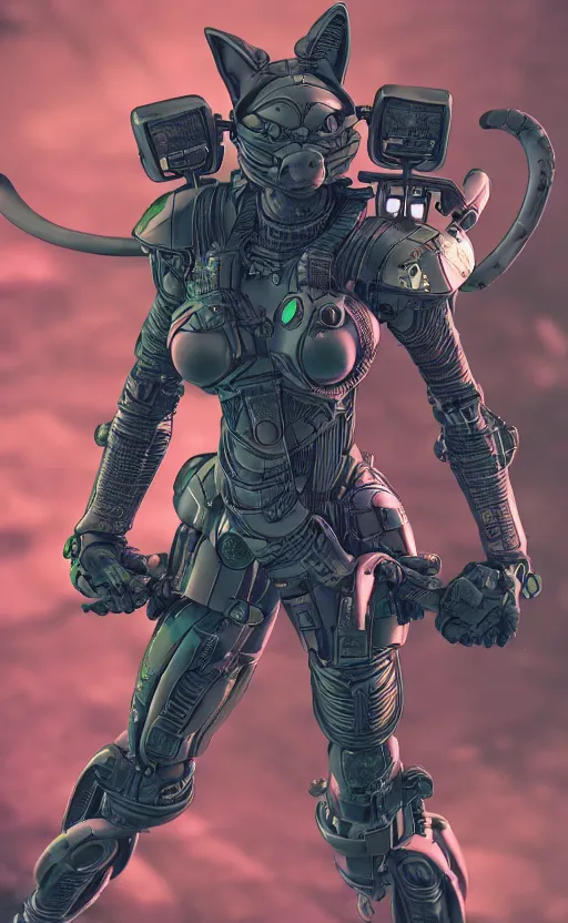 Image similar to a cat in a battlesuit in the style of masamune shirow 4 k, intricate, highly detailed, cinematic lighting