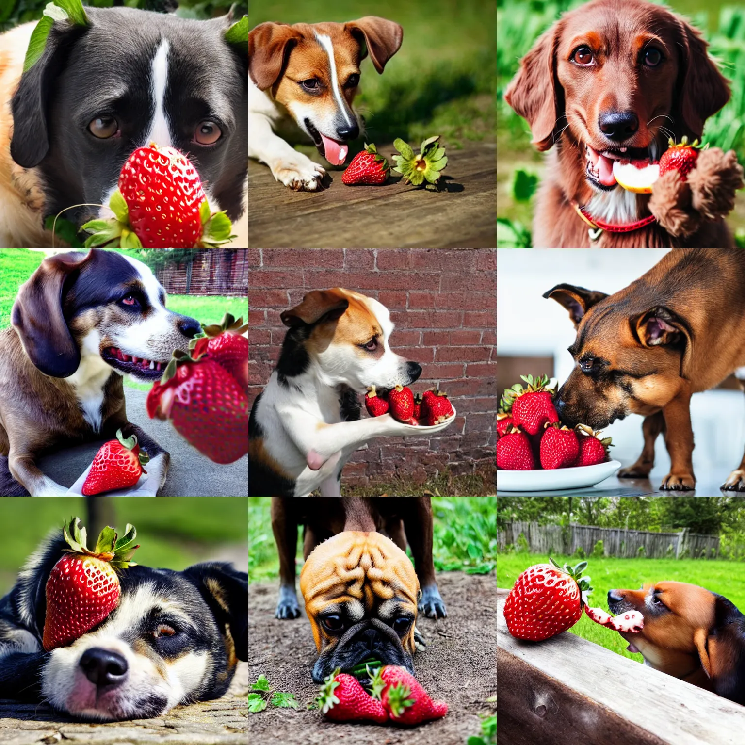 Prompt: dog eating strawberry