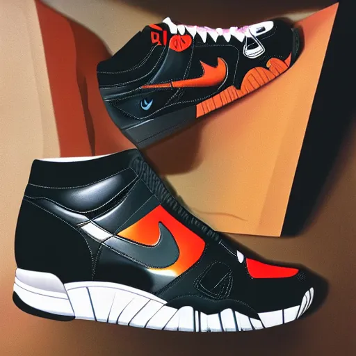 Prompt: retro futuristic Nike Air Trainer 1 sneakers by syd mead