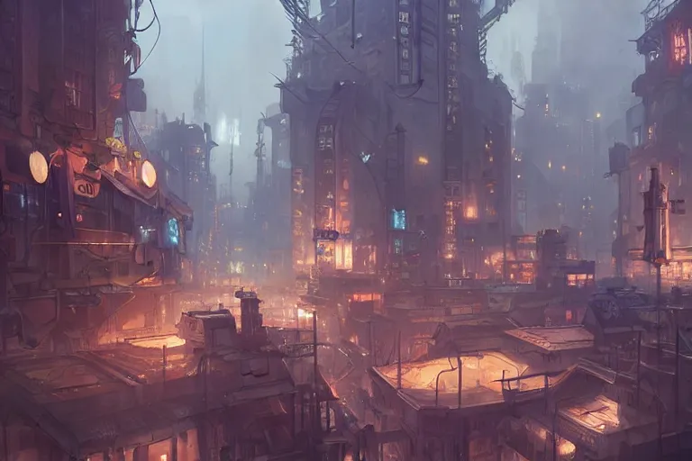 Prompt: concept art of a dieselpunk city, key visual, ambient lighting, highly detailed, digital painting, artstation, concept art, sharp focus, by makoto shinkai and akihiko yoshida and hidari and wlop