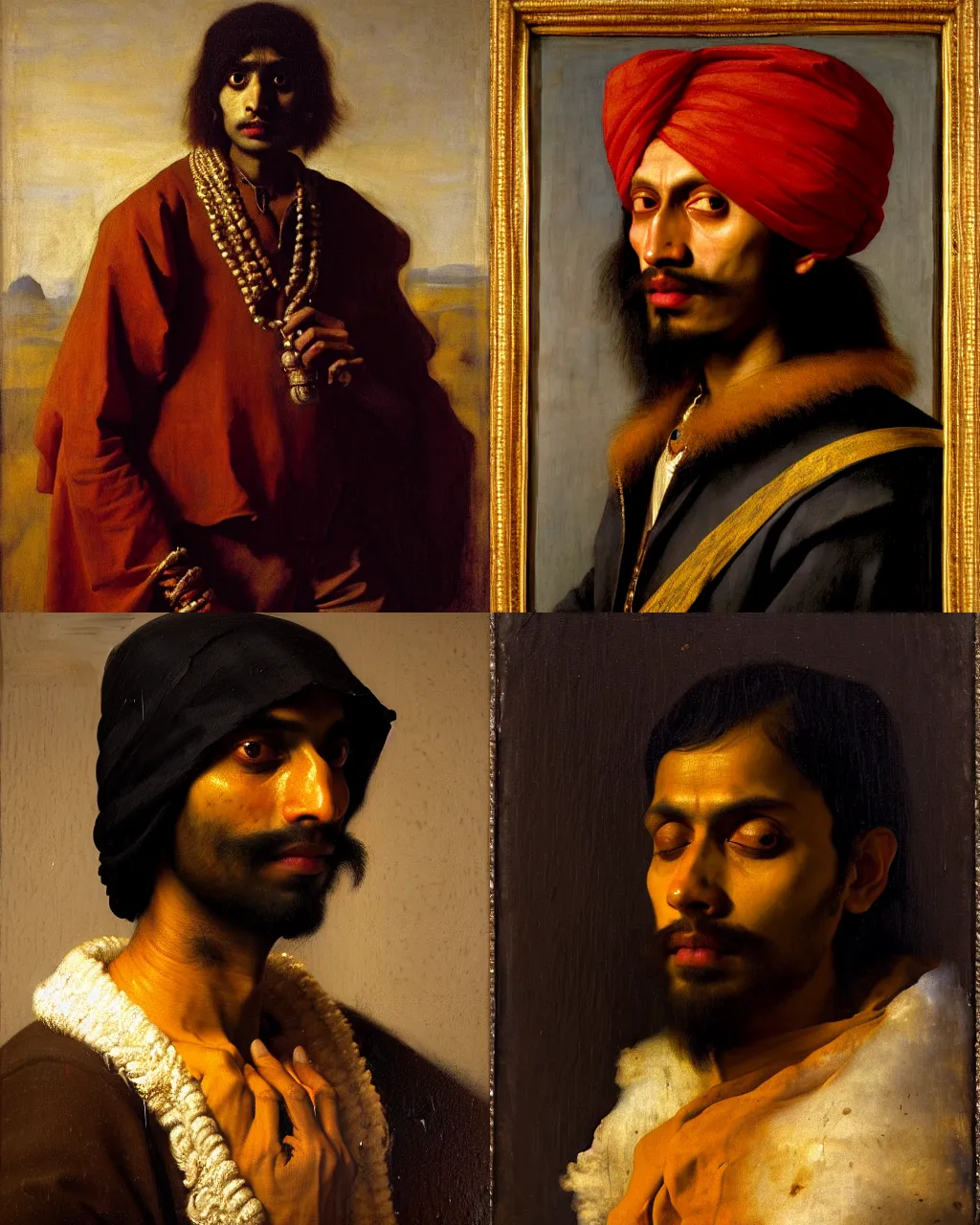 Prompt: a beautiful dramatic portrait of a 2 5 years old spaced out addicted indian stoner boy, head only, by jan van eyck, by greg rutkowski, by anthony van dyck, by theodore gericault, oil on canvas, flemish baroque art, trending on artstation, masterpiece, cold lighting, detailed, 8 k