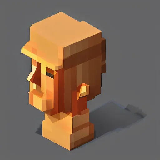 Prompt: an isometric head of donald trump, game art, voxels